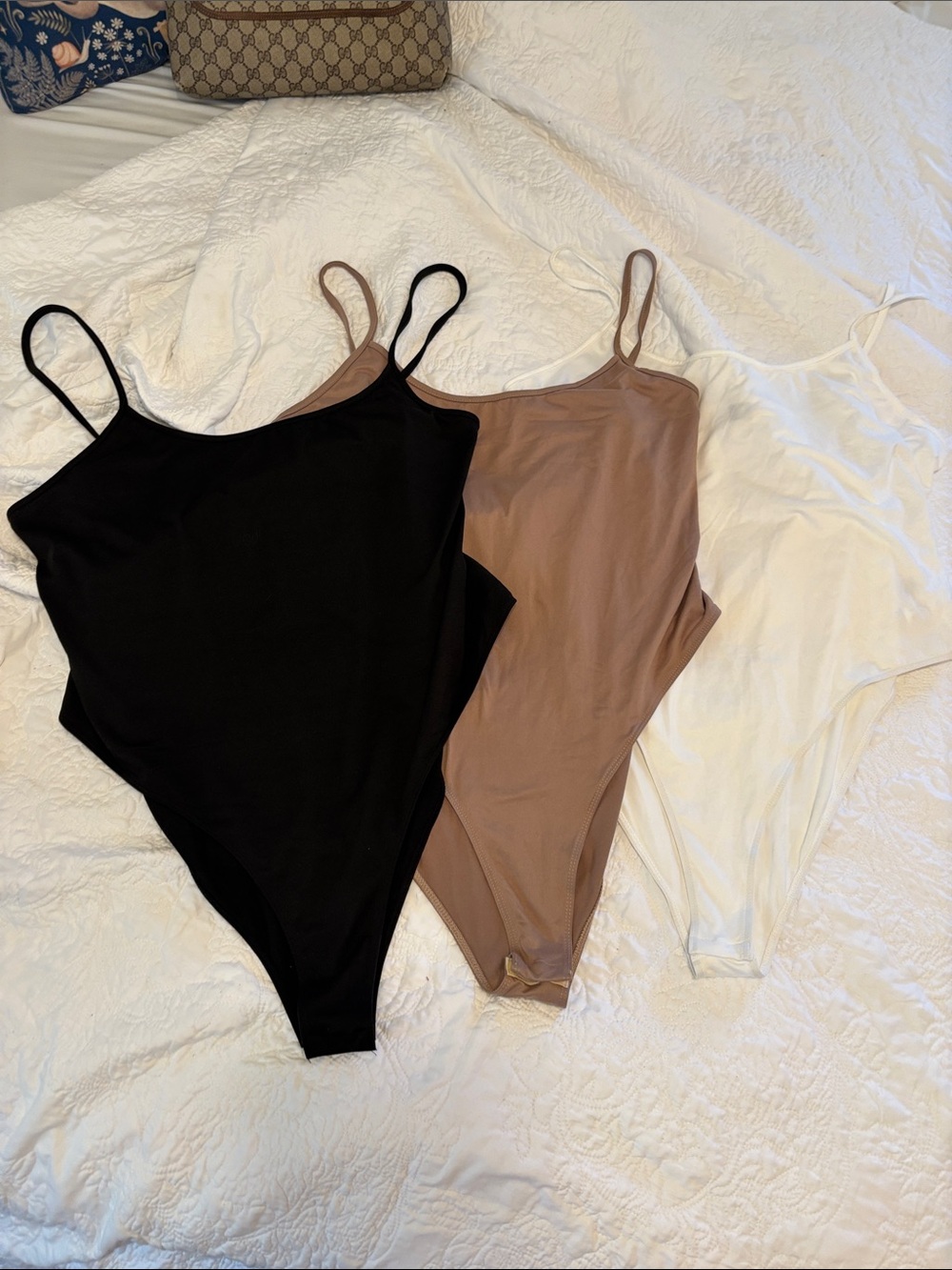 3-Pack Seamless Scoop Neck Bodysuits - Black, Taupe, White